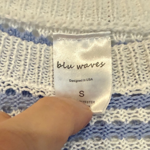 Blue and White Striped Knit Sweater - Picture 5 of 10